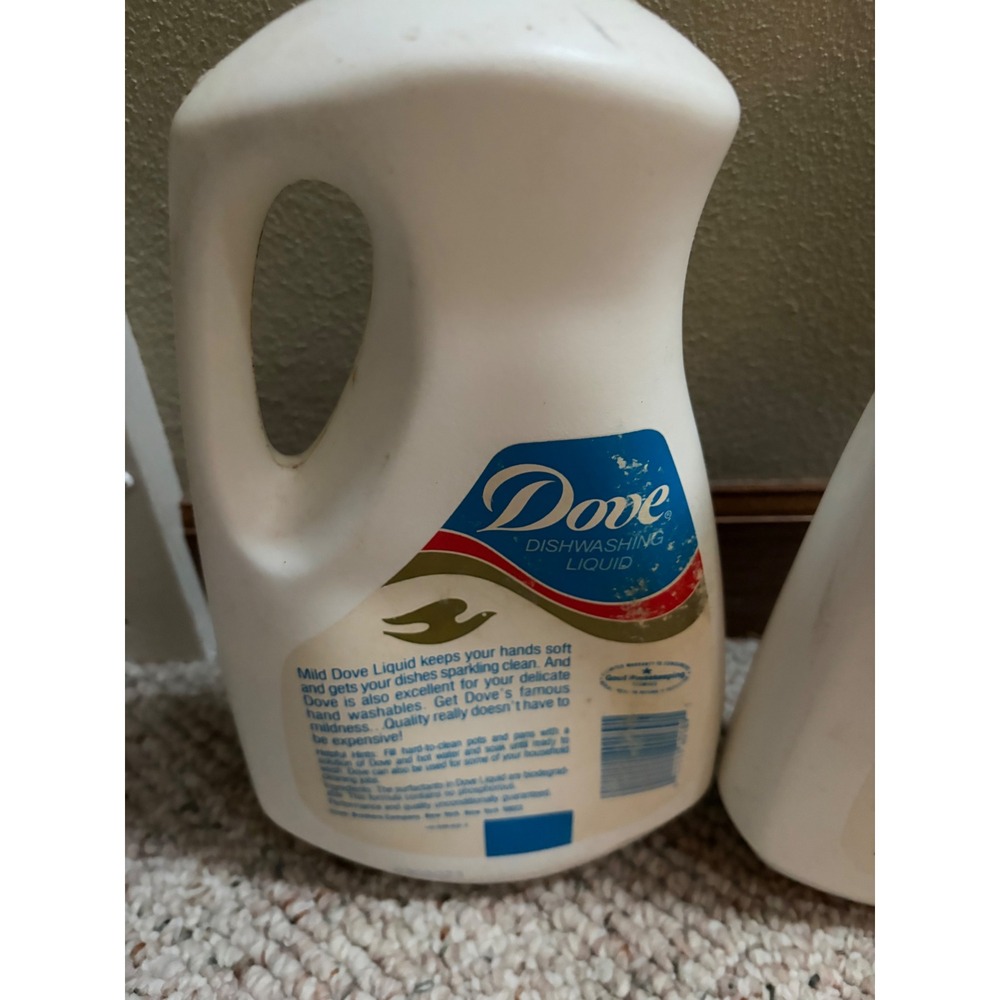 Vintage Dove Dishwashing Liquid Bottles Lot of 2 48oz Famous Dove Mildness Prop - Picture 6 of 8